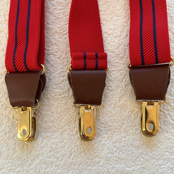 Vintage | Buxton Suspenders | Red | Leather | Gold Tone Hardware | New Condition - Picture 8 of 9